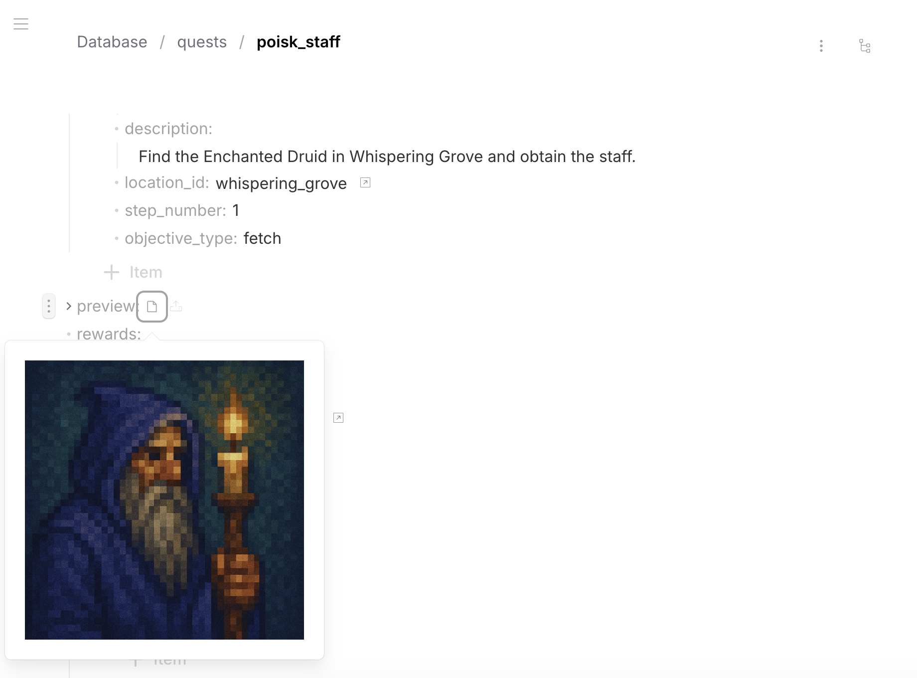File field — inline image preview of an uploaded file